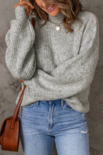 Load image into Gallery viewer, High Neck Drop Shoulder Plain Sweater
