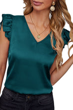 Load image into Gallery viewer, Flutter Sleeve V Neck Satin Top
