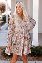 Load image into Gallery viewer, Multicolor Split Neck Buttons Front Shirt Floral Dress
