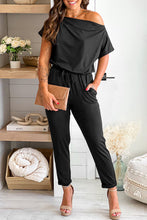 Load image into Gallery viewer, Tie Waist Short Sleeve Tapered Jumpsuit
