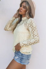 Load image into Gallery viewer, Beige Mock Neck Lace Blouse
