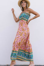 Load image into Gallery viewer, Floral Print Bodice Spaghetti Strap Maxi Dress
