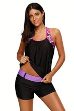 Load image into Gallery viewer, Blouson Style Floral T-back Tankini Top
