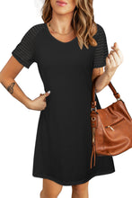 Load image into Gallery viewer, Sheer Striped Short Sleeve Flare T-shirt Mini Dress
