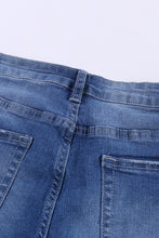 Load image into Gallery viewer, Dark Blue Frayed Hem Denim Shorts
