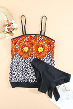 Load image into Gallery viewer, Retro Floral Leopard Pattern Strapless Tankini Set
