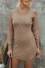 Load image into Gallery viewer, Aprciot Geometric Texture Bodycon Sweater Dress
