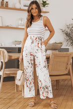 Load image into Gallery viewer, Striped Floral Pocket Sleeveless Jumpsuit
