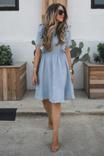 Load image into Gallery viewer, Ruffle Chambray Midi Dress
