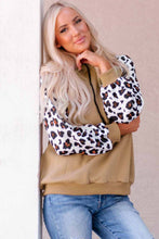 Load image into Gallery viewer, Khaki Leopard Bishop Sleeve Hooded Sweatshirt
