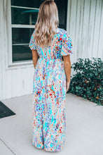 Load image into Gallery viewer, Wrap V Neck Floral Maxi Dress
