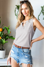 Load image into Gallery viewer, Notched Neck Eyelet Thermal Knit Tank
