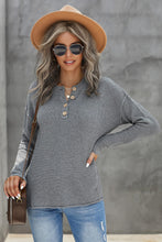 Load image into Gallery viewer, Henley Pullover Drop Shoulder Sweater with Slits
