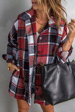 Load image into Gallery viewer, Plaid Print Buttoned Shirt Jacket
