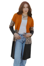 Load image into Gallery viewer, Colorblock Leopard Print Patchwork Knit Cardigan
