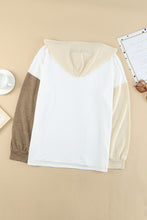 Load image into Gallery viewer, Khaki Colorblock V Neck Long Sleeve Hoodie
