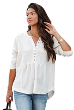 Load image into Gallery viewer, Waffle Knit Half Button Henley Top
