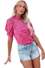 Load image into Gallery viewer, High Neck Lace Short Sleeve Top
