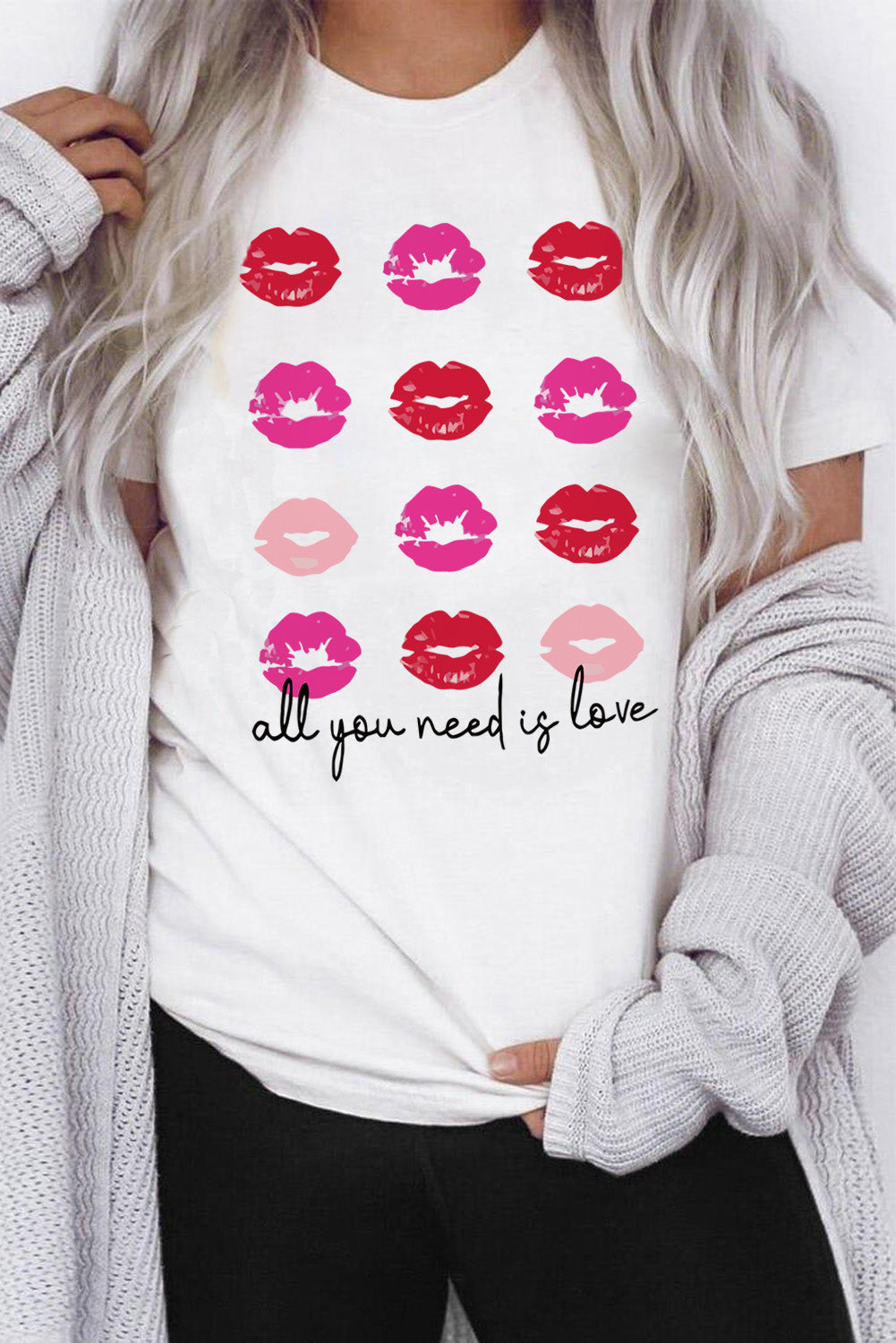 all you need is love Valentines Kisses Graphic Tee