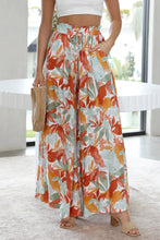 Load image into Gallery viewer, Multicolor Floral Print Drawstring Shirred High Waist Wide Leg Pants
