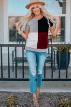 Load image into Gallery viewer, Wine Red Colorblock T-shirt with Slits
