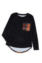 Load image into Gallery viewer, Plaid Patchwork Pocket Long Sleeve Top
