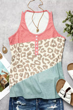 Load image into Gallery viewer, Color Block Button Casual Tank Top
