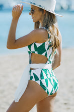 Load image into Gallery viewer, Sexy Asymmetrical Neck Geometrical Print Cut Out One Piece Swimwear
