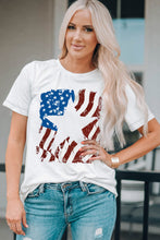 Load image into Gallery viewer, American Flag Star Graphic Print Crew Neck T Shirt
