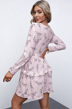 Load image into Gallery viewer, Floral Print Ruffle Hemline Wrap Mini Dress
