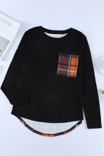 Load image into Gallery viewer, Plaid Patchwork Pocket Long Sleeve Top
