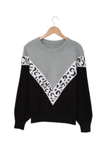 Load image into Gallery viewer, Colorblock Chevron Leopard Pullover Sweater
