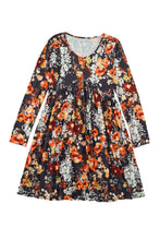 Load image into Gallery viewer, Floral Print Ruched Long Sleeve Dress
