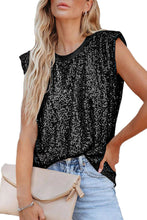 Load image into Gallery viewer, Apricot Sequin Round Neck Tank Top
