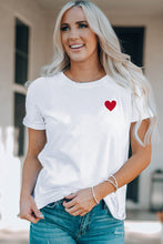 Load image into Gallery viewer, Valentines Heart Pattern Embroidery T Shirt
