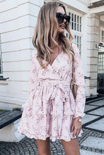 Load image into Gallery viewer, Floral Print Ruffle Hemline Wrap Mini Dress
