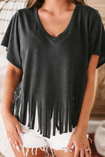 Load image into Gallery viewer, Fringe Hem V Neck T Shirt
