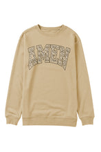 Load image into Gallery viewer, Khaki AMEN Leopard Letter Print Oversized Pullover Sweatshirt
