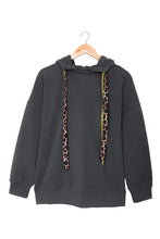 Load image into Gallery viewer, Leopard Print Drawstring Drop-shoulder Hoodie
