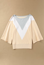 Load image into Gallery viewer, 3/4 Sleeve Chevron Color Block Sweater
