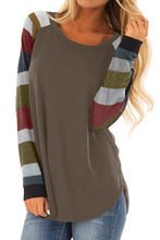 Load image into Gallery viewer, Color Block Long Sleeves Brown Pullover Top
