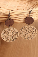 Load image into Gallery viewer, Khaki Hollow Out Wooden Round Drop Earrings
