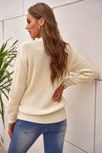Load image into Gallery viewer, Beige Wrap V Neck Sweater with Side Tie
