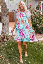 Load image into Gallery viewer, Short Sleeve High Waist Floral T-shirt Dress
