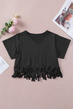 Load image into Gallery viewer, Fringe Hem V Neck T Shirt
