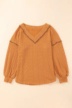 Load image into Gallery viewer, Textured V Neck Long Sleeve Knit Top
