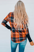 Load image into Gallery viewer, Plaid Patchwork Pocket Long Sleeve Top
