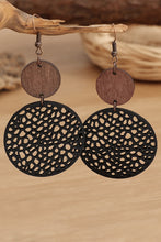 Load image into Gallery viewer, Hollow Out Wooden Round Drop Earrings
