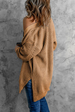 Load image into Gallery viewer, Drop Sleeve Cable Knit Cardigan with Slits
