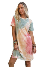 Load image into Gallery viewer, Multicolor Tie Dye Oversized Slit Tee Dress
